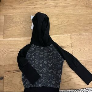 Black and Gray Hooded Top with Dino Print